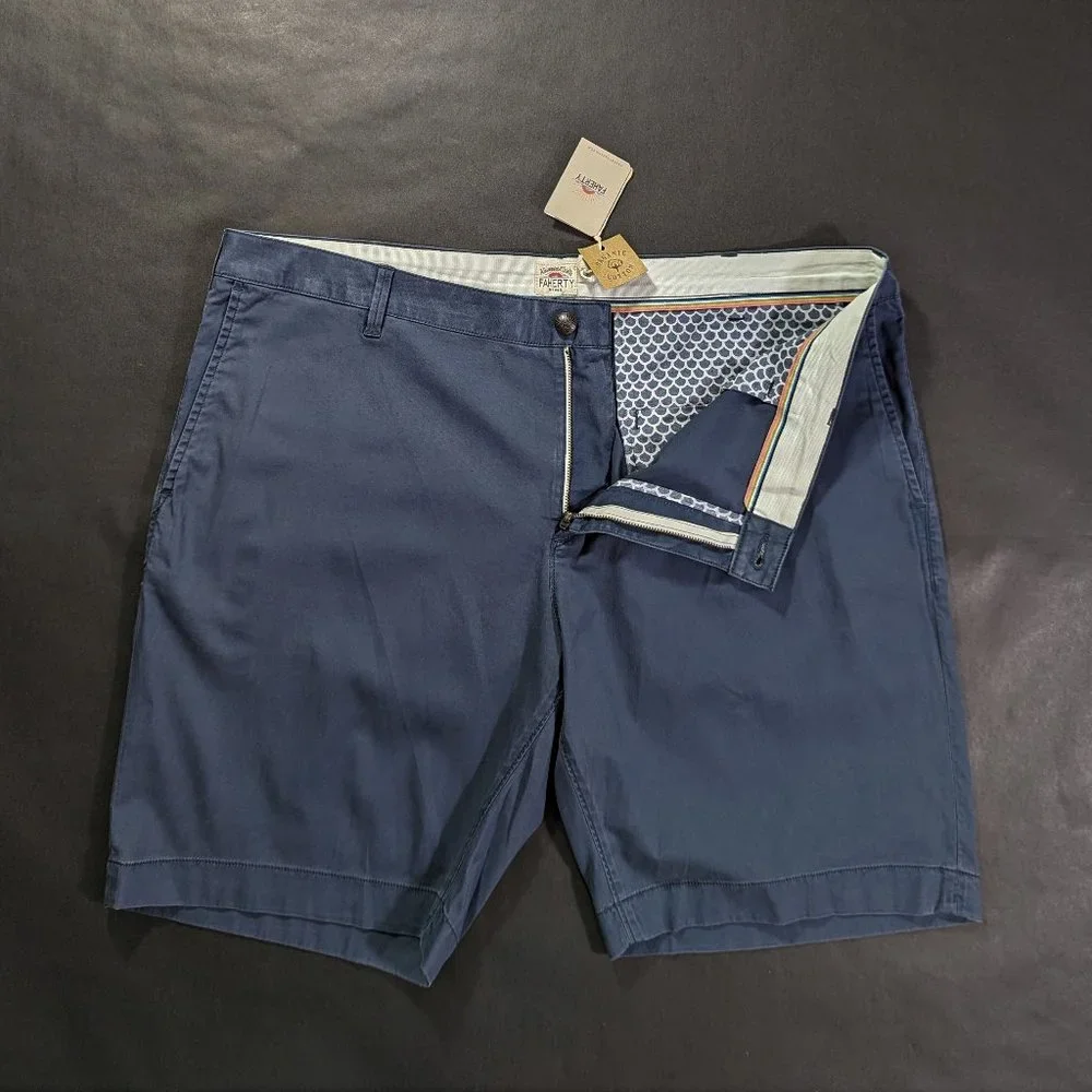Faherty Island Life Shorts Size 42 Organic Cotton Blue Men`s Chino